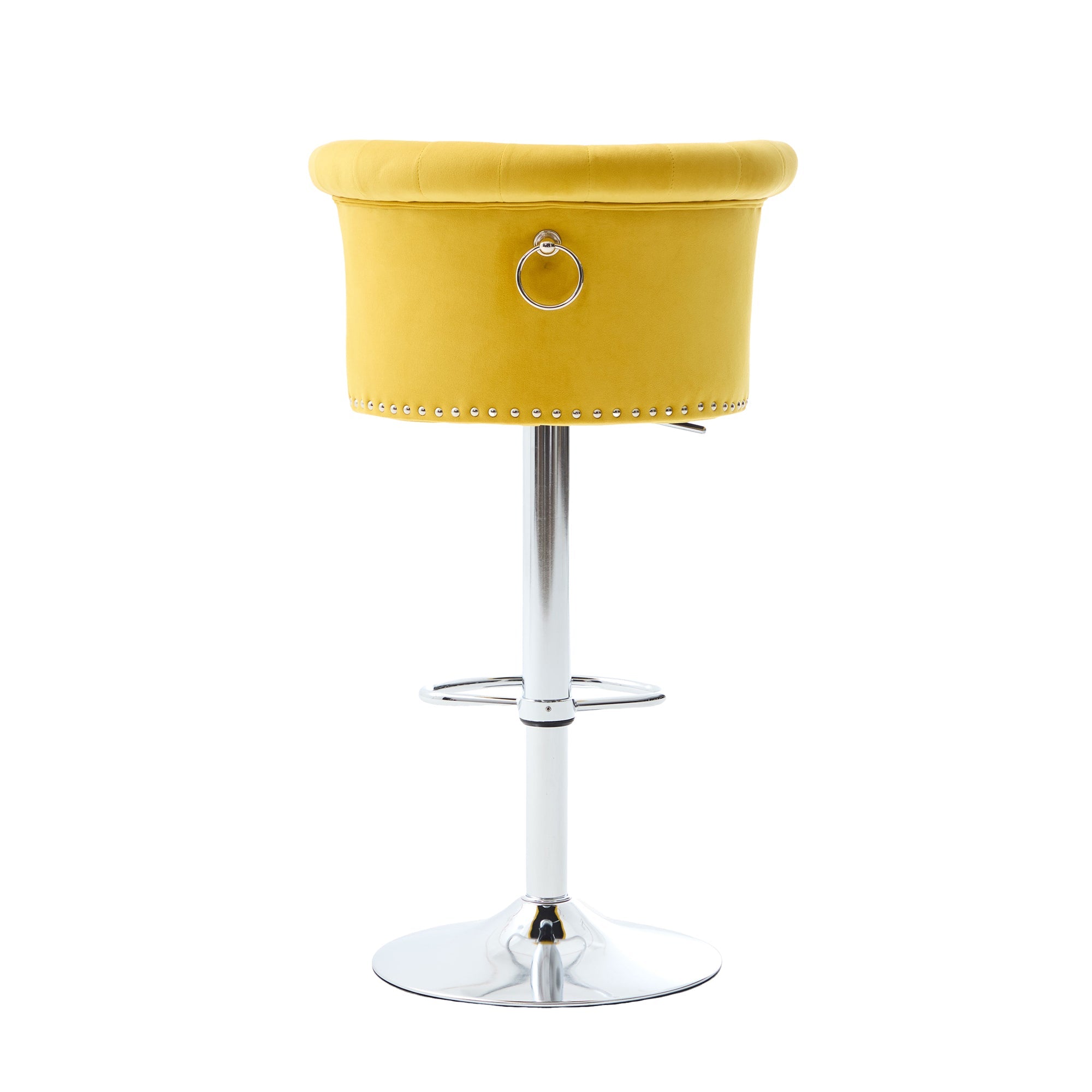 Velvet Bar Stool Set of 2, Adjustable Swivel Bar Stools with Silver