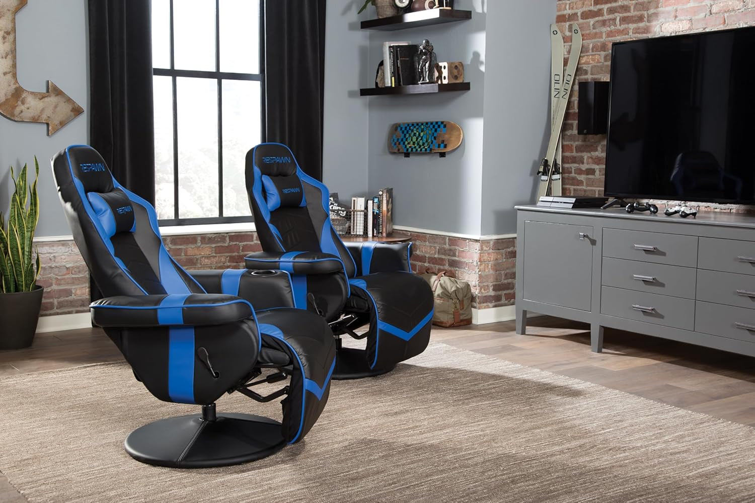 Blue 900 Gaming Recliner With Adjustable Leg Rest Cupholder