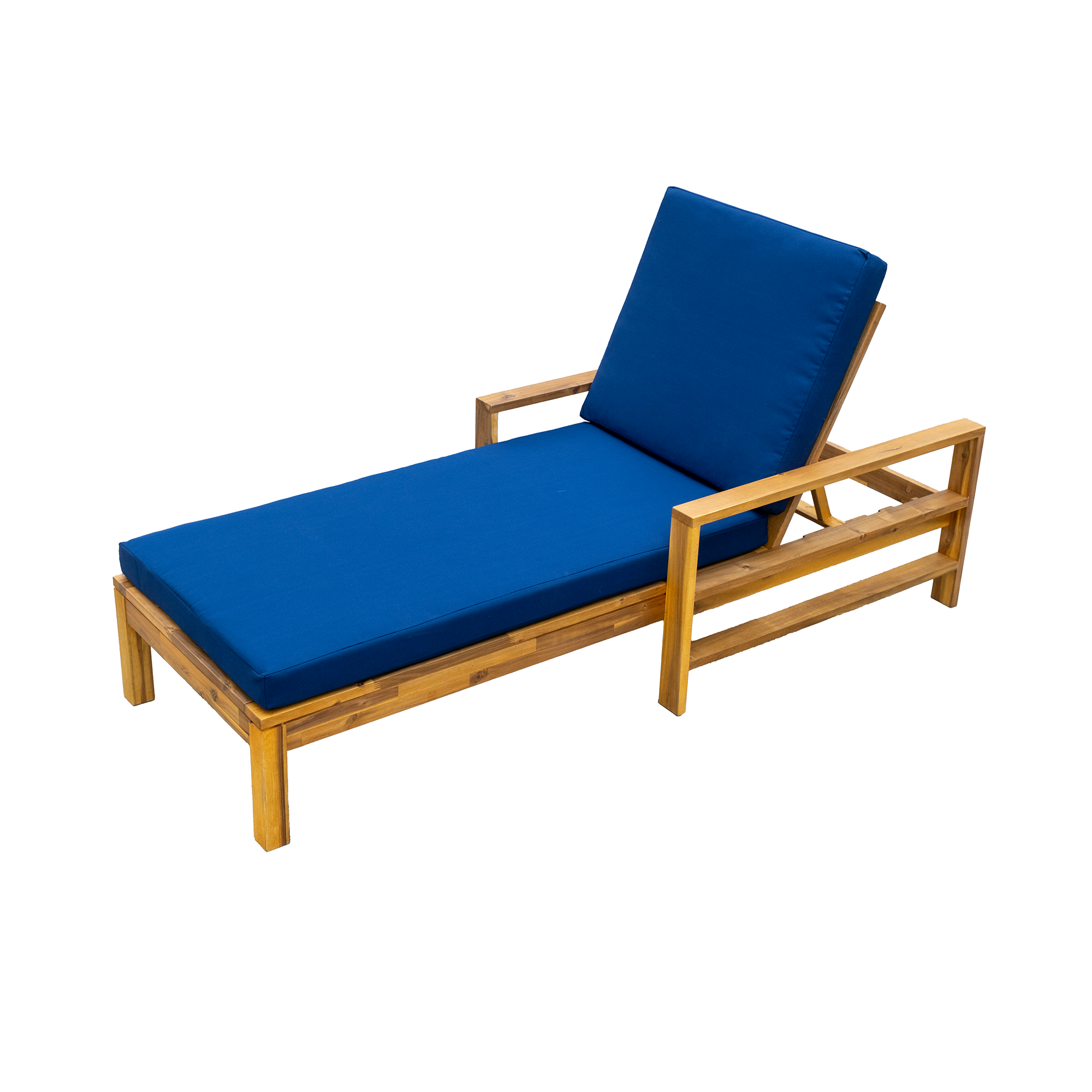 Acacia Wood Adjustable Backrest Outdoor Lounge Chair, Suitable for