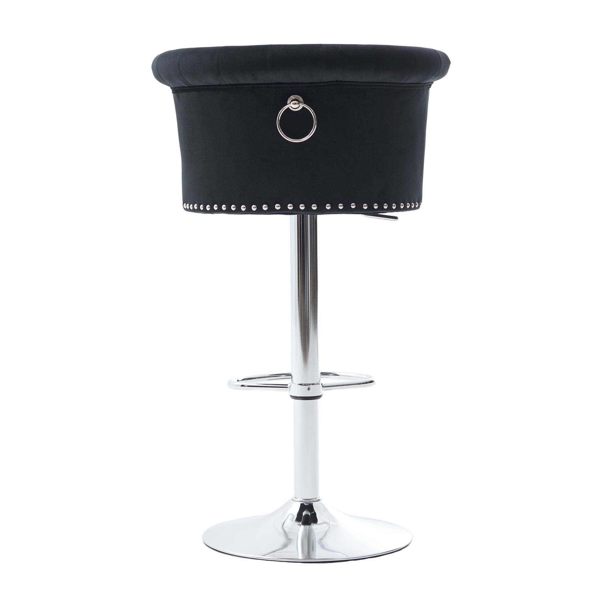Velvet Bar Stool Set of 2, Adjustable Swivel Bar Stools with Silver
