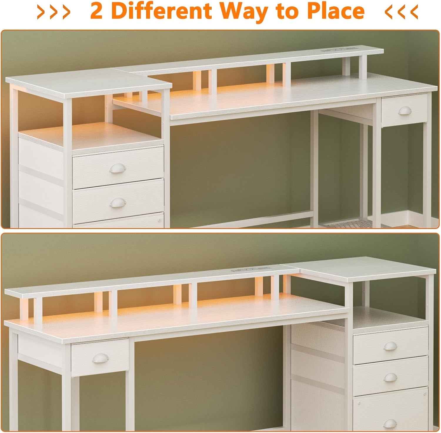 White 60 Inch Computer Desk For Home Office Modern