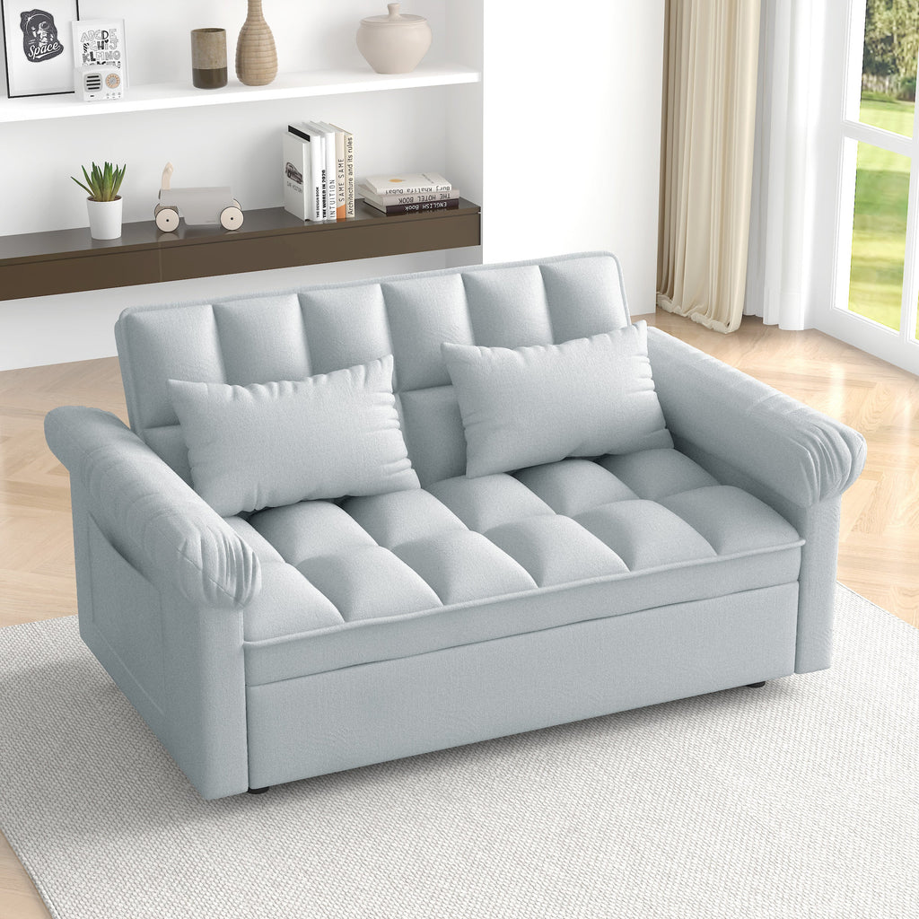 Loveseats Sofa Bed with Pull-out Bed,Adjsutable Back-Light grey