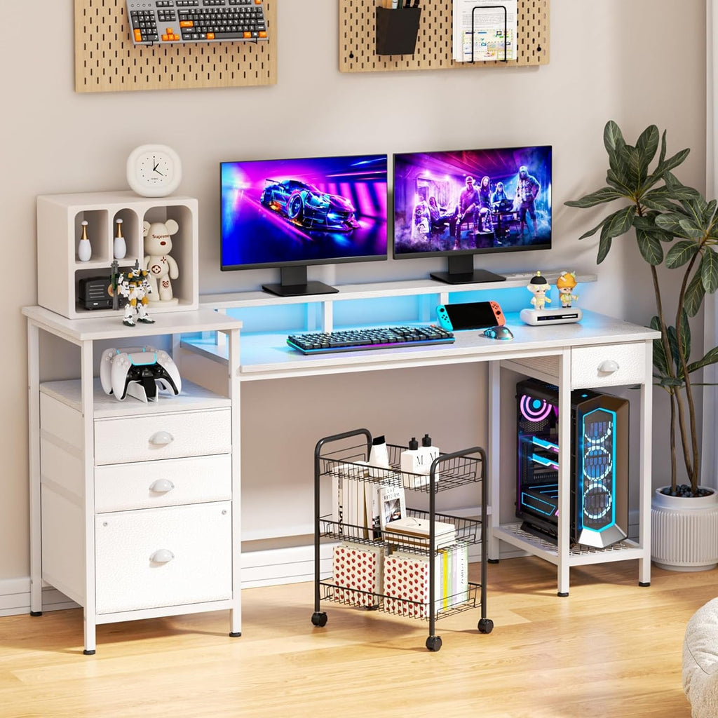 White 60 Inch Computer Desk For Home Office Modern