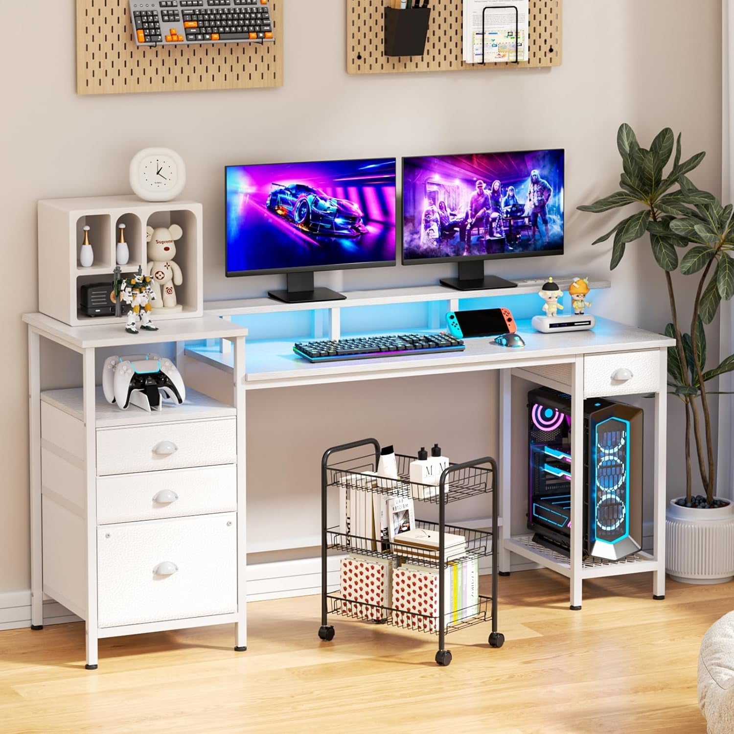 White 60 Inch Computer Desk For Home Office Modern