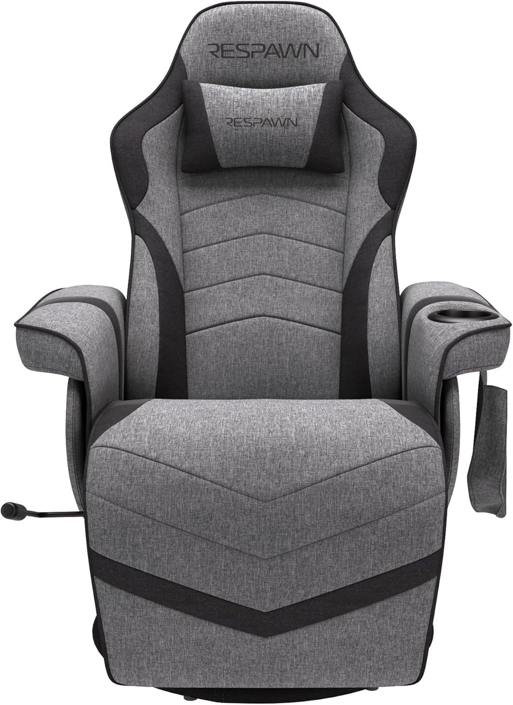 900 Gaming Recliner Gray Fabric With Adjustable Leg Rest Cupholder