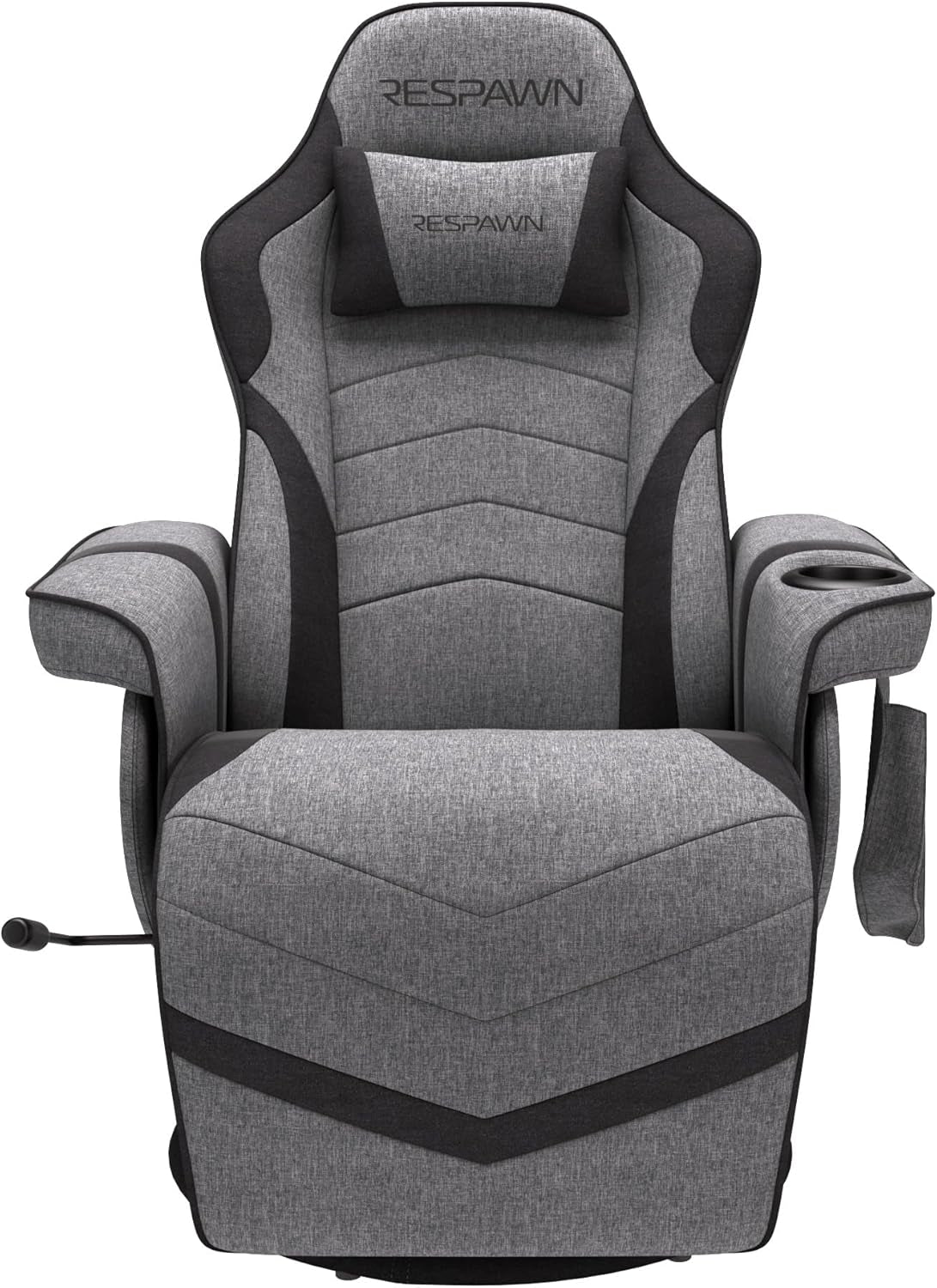 900 Gaming Recliner Gray Fabric With Adjustable Leg Rest Cupholder