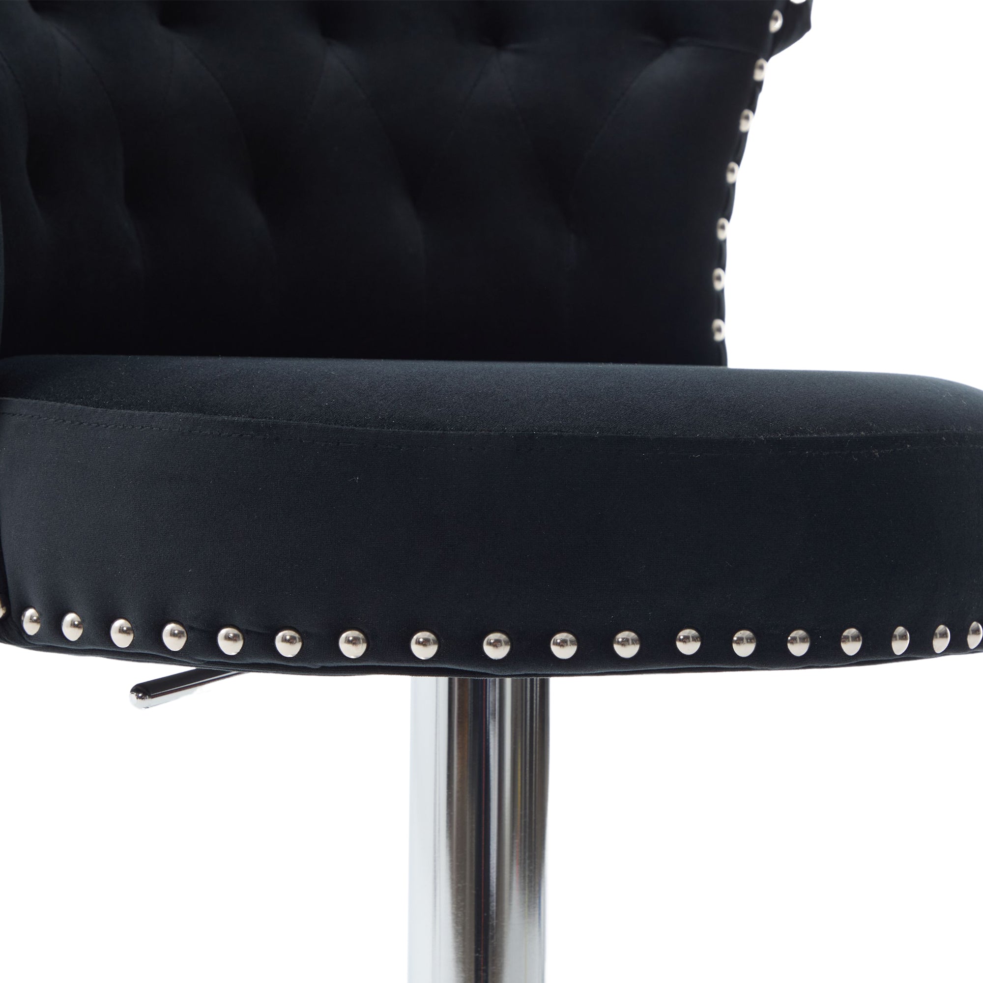 Velvet Bar Stool Set of 2, Adjustable Swivel Bar Stools with Silver