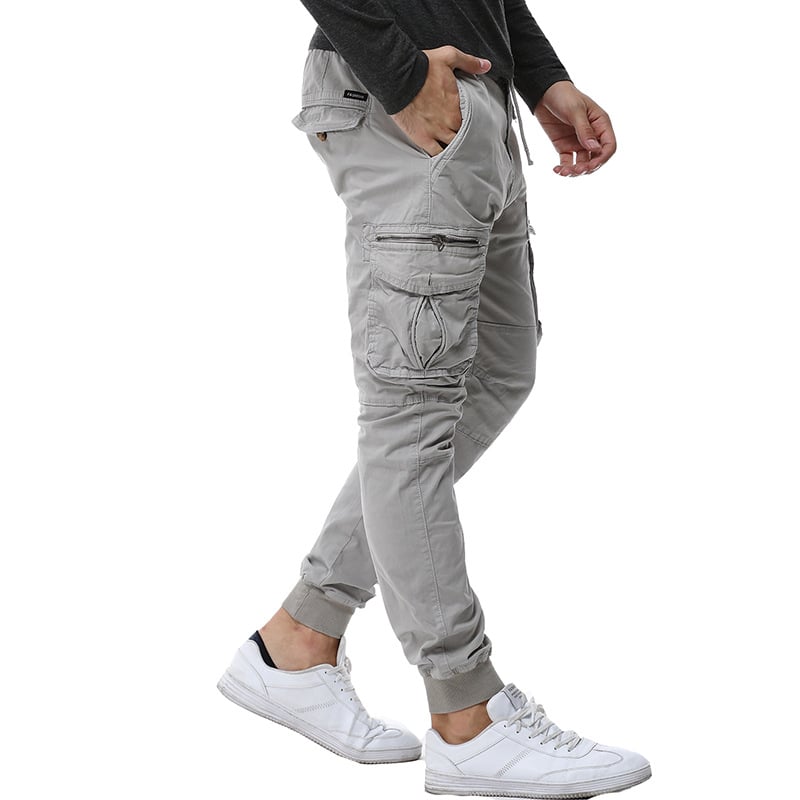 Tethered Elastic Waist Casual Cargo Pants