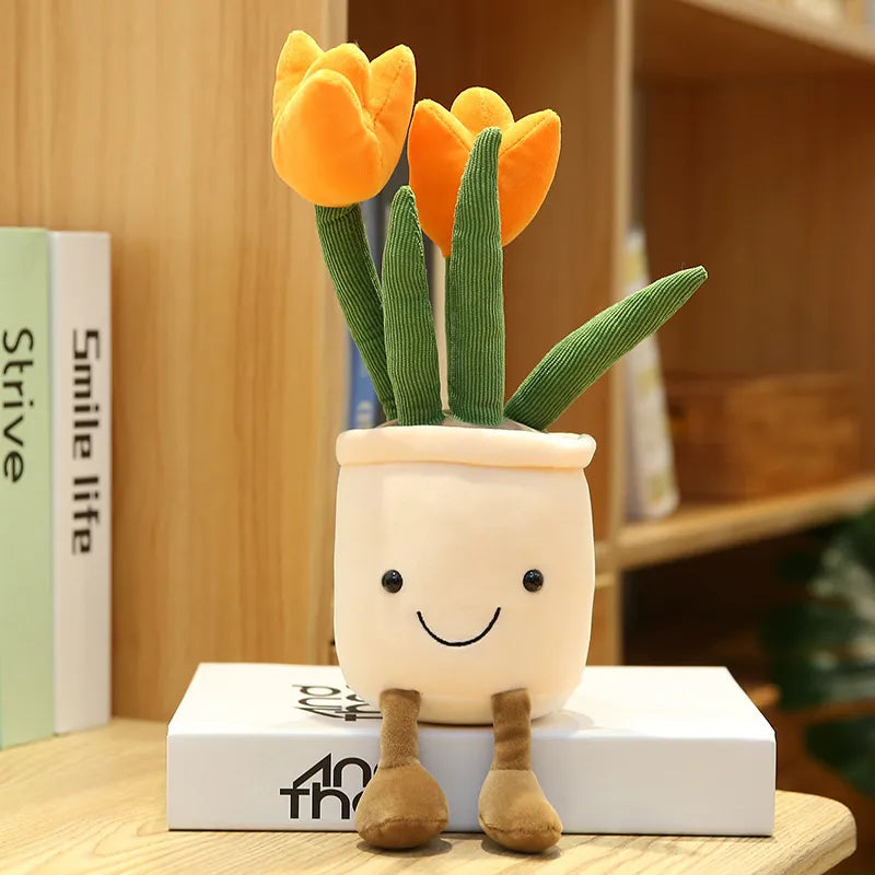 Smiling Tulip Plush Plant Decor