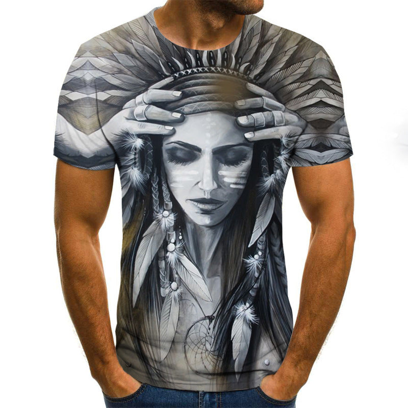 Printed 3D T-shirts -  Horror Skull Print Short Sleeve T-shirts For