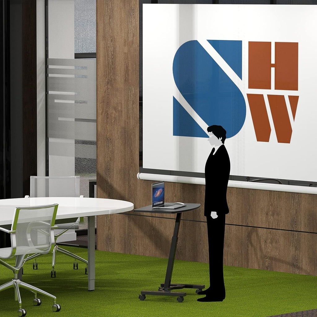 Height Adjustable Mobile Laptop Cart 28 To 33 Inches Black