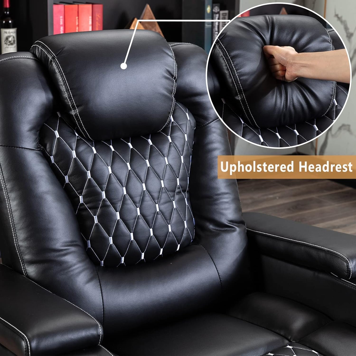 Black Power Recliner With USB Ports And Cup Holders