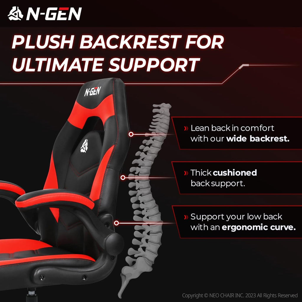 NGEN Gaming Chair With Adjustable Lumbar Support Red