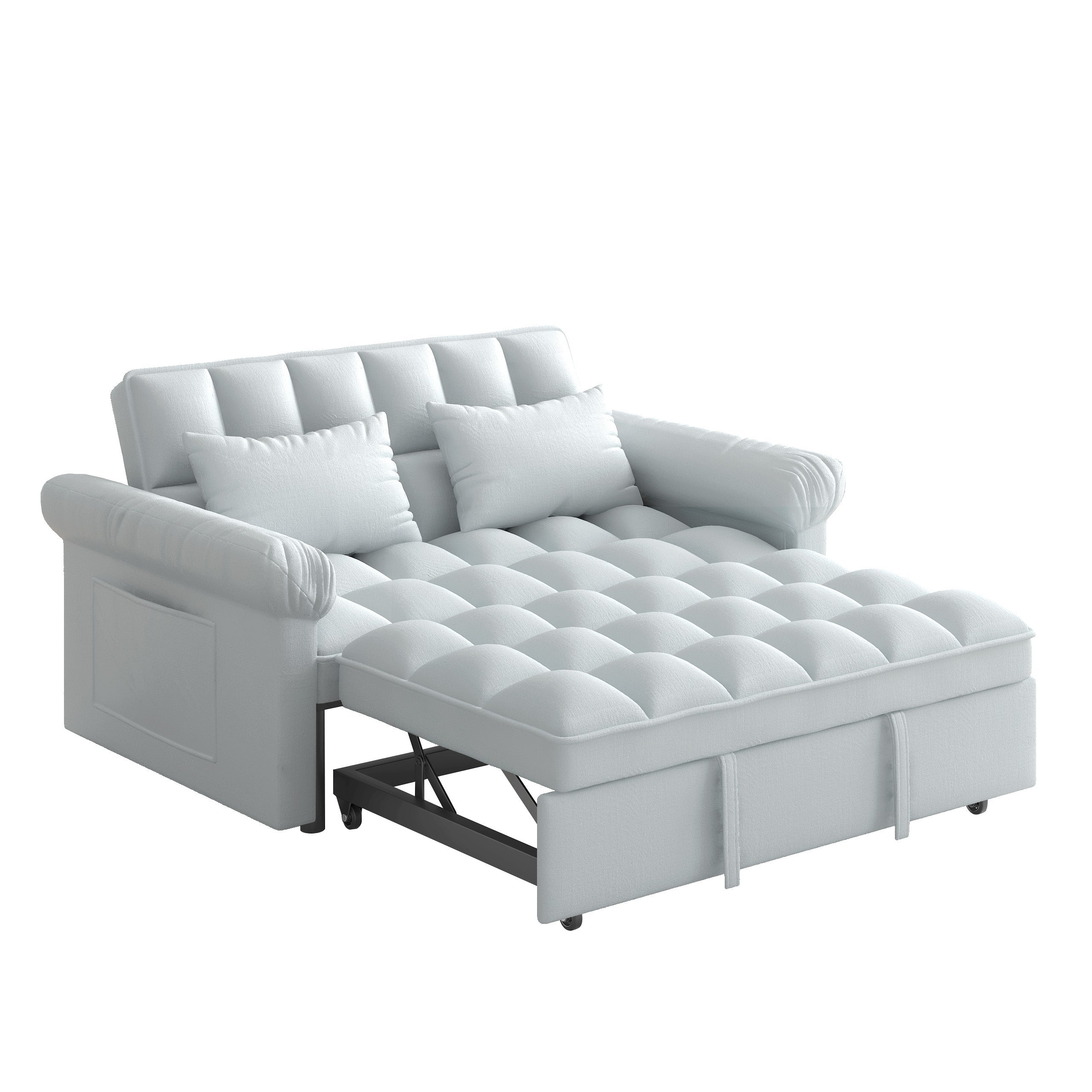 Loveseats Sofa Bed with Pull-out Bed,Adjsutable Back-Light grey