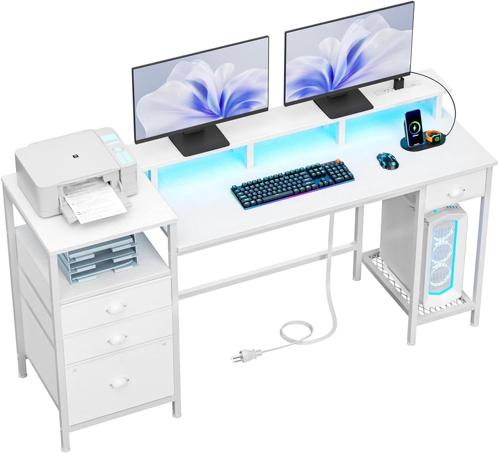 White 60 Inch Computer Desk For Home Office Modern