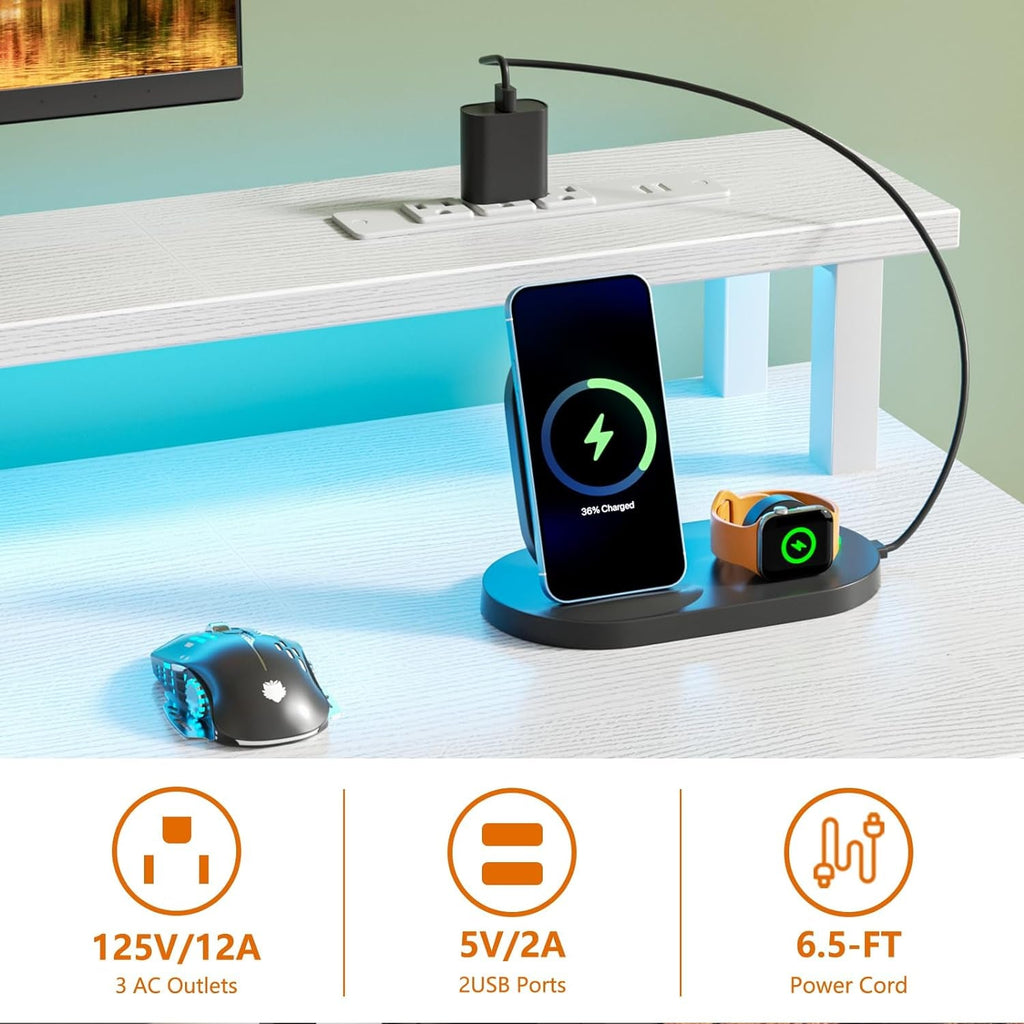 White 60 Inch Computer Desk For Home Office Modern