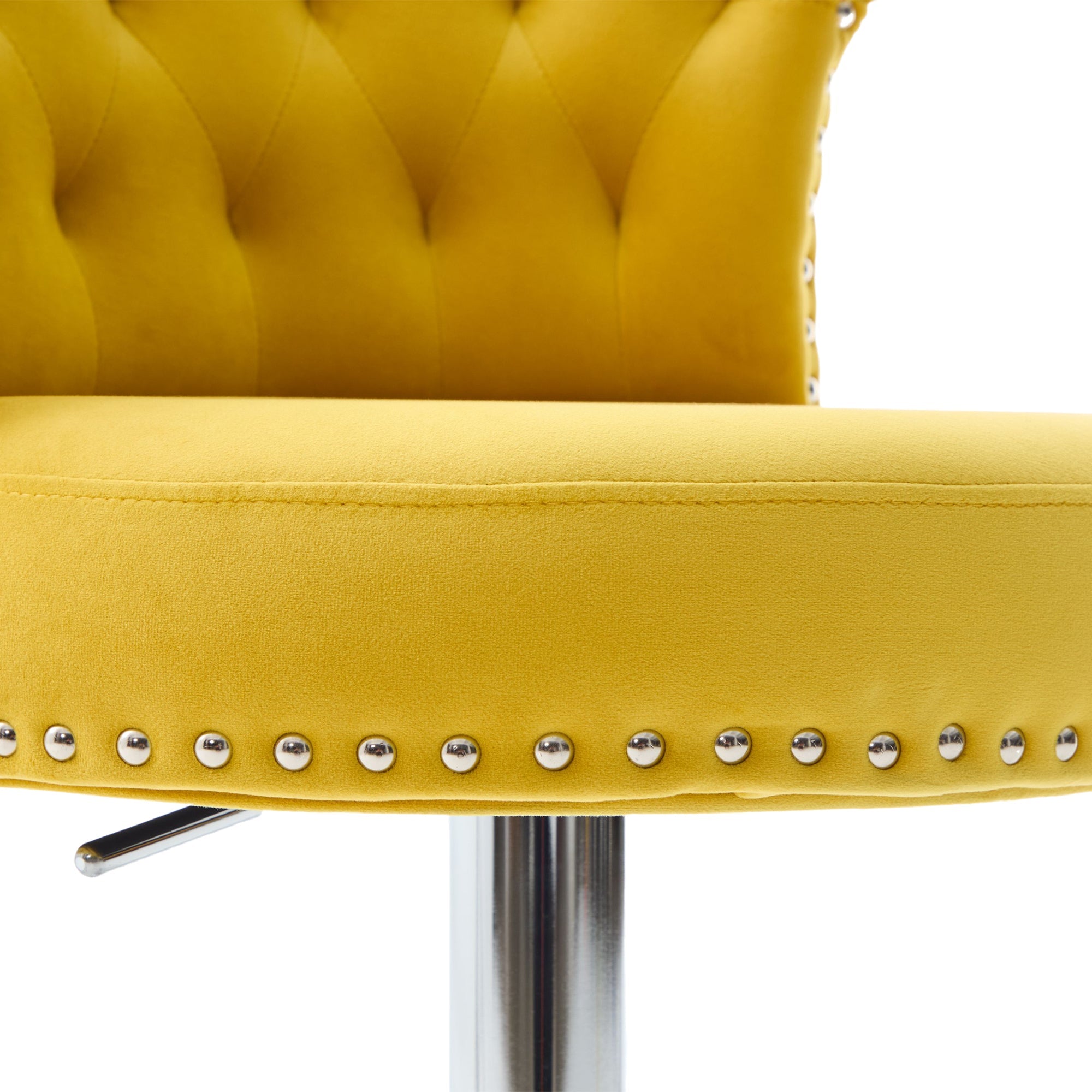 Velvet Bar Stool Set of 2, Adjustable Swivel Bar Stools with Silver