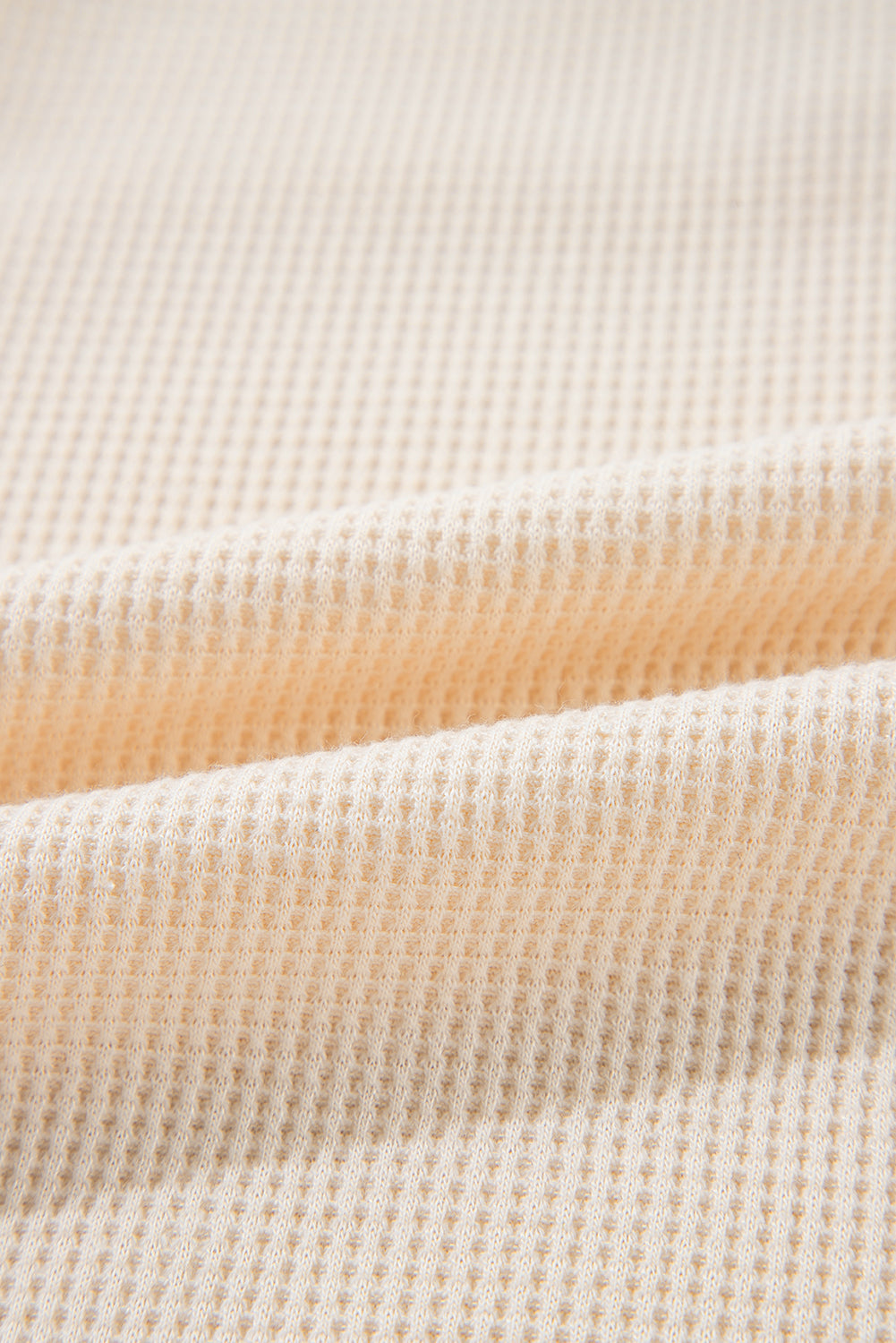 Pink Waffle Long Sleeve Collared Half Button Relaxed Fit Top