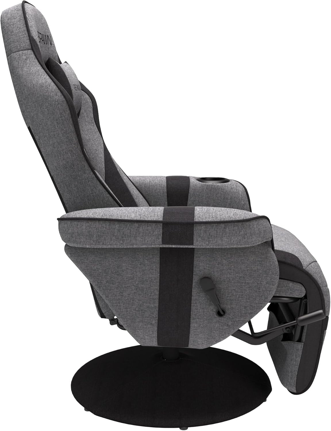 900 Gaming Recliner Gray Fabric With Adjustable Leg Rest Cupholder