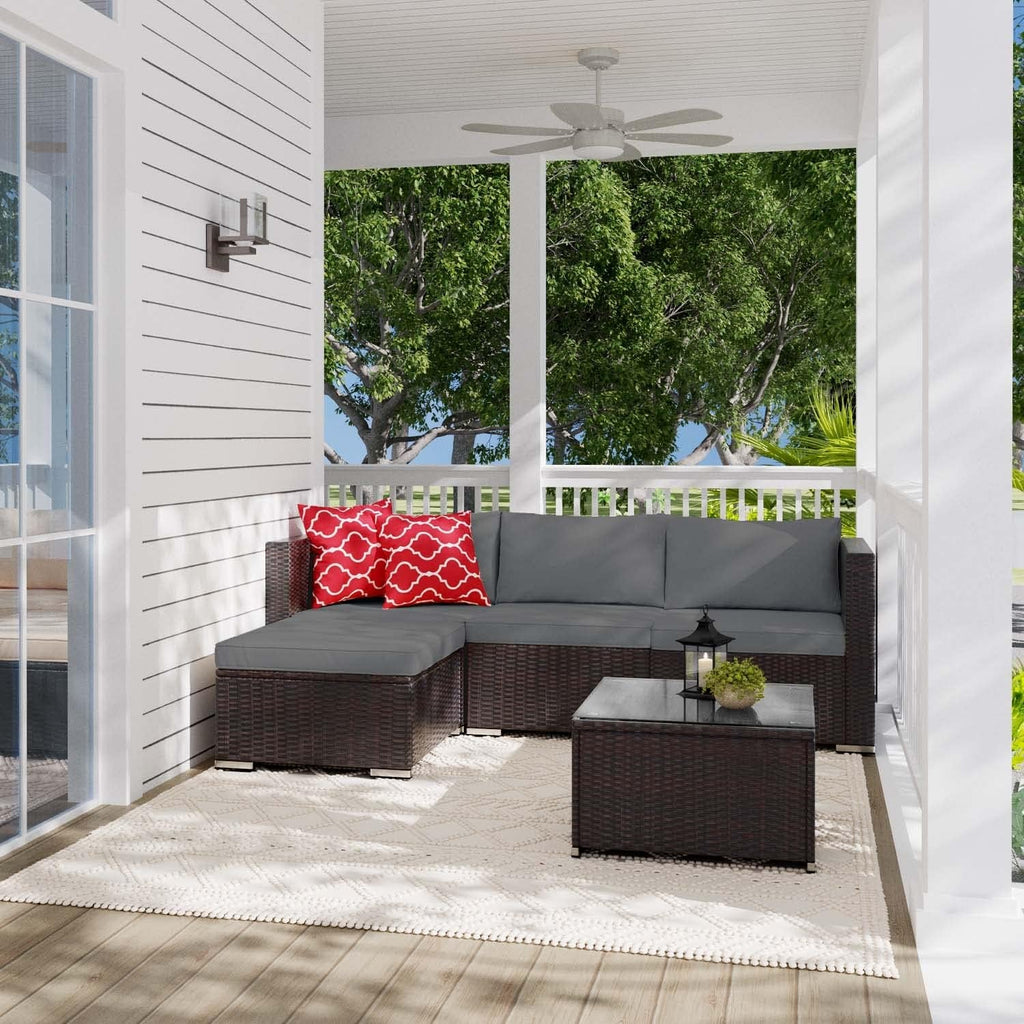 Outdoor Patio Conversation Set All Weather Gray Sectional