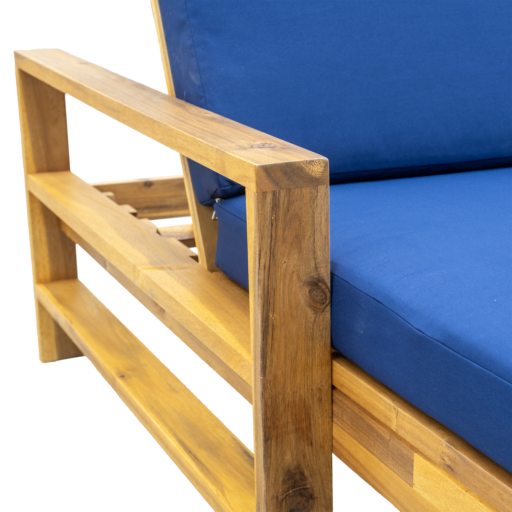 Acacia Wood Adjustable Backrest Outdoor Lounge Chair, Suitable for