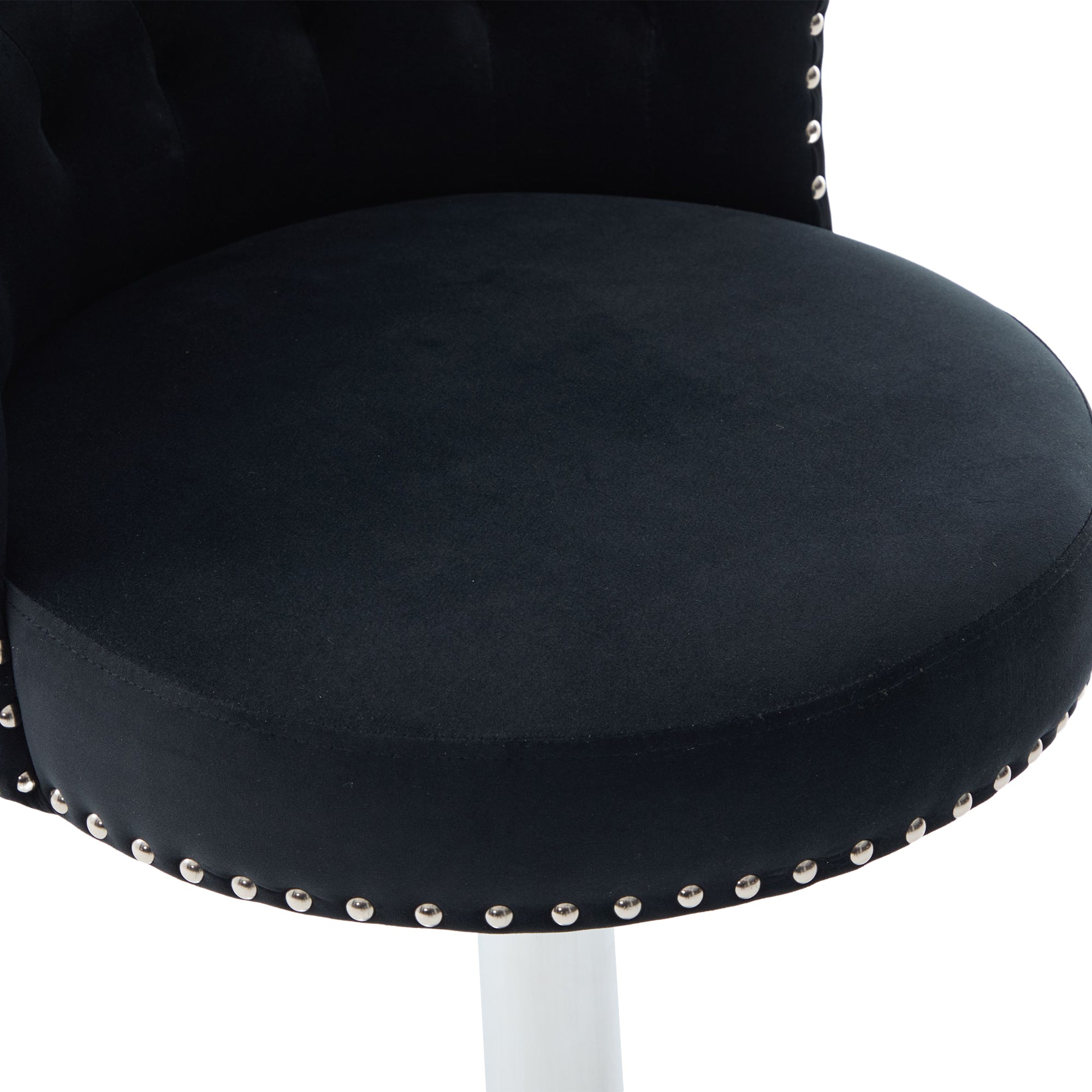 Velvet Bar Stool Set of 2, Adjustable Swivel Bar Stools with Silver