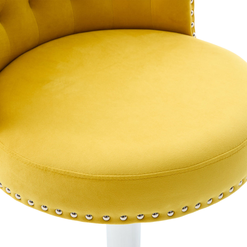 Velvet Bar Stool Set of 2, Adjustable Swivel Bar Stools with Silver