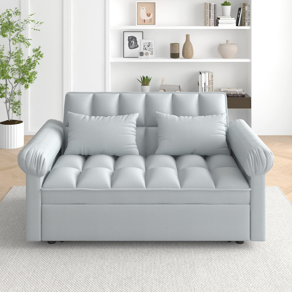 Loveseats Sofa Bed with Pull-out Bed,Adjsutable Back-Light grey
