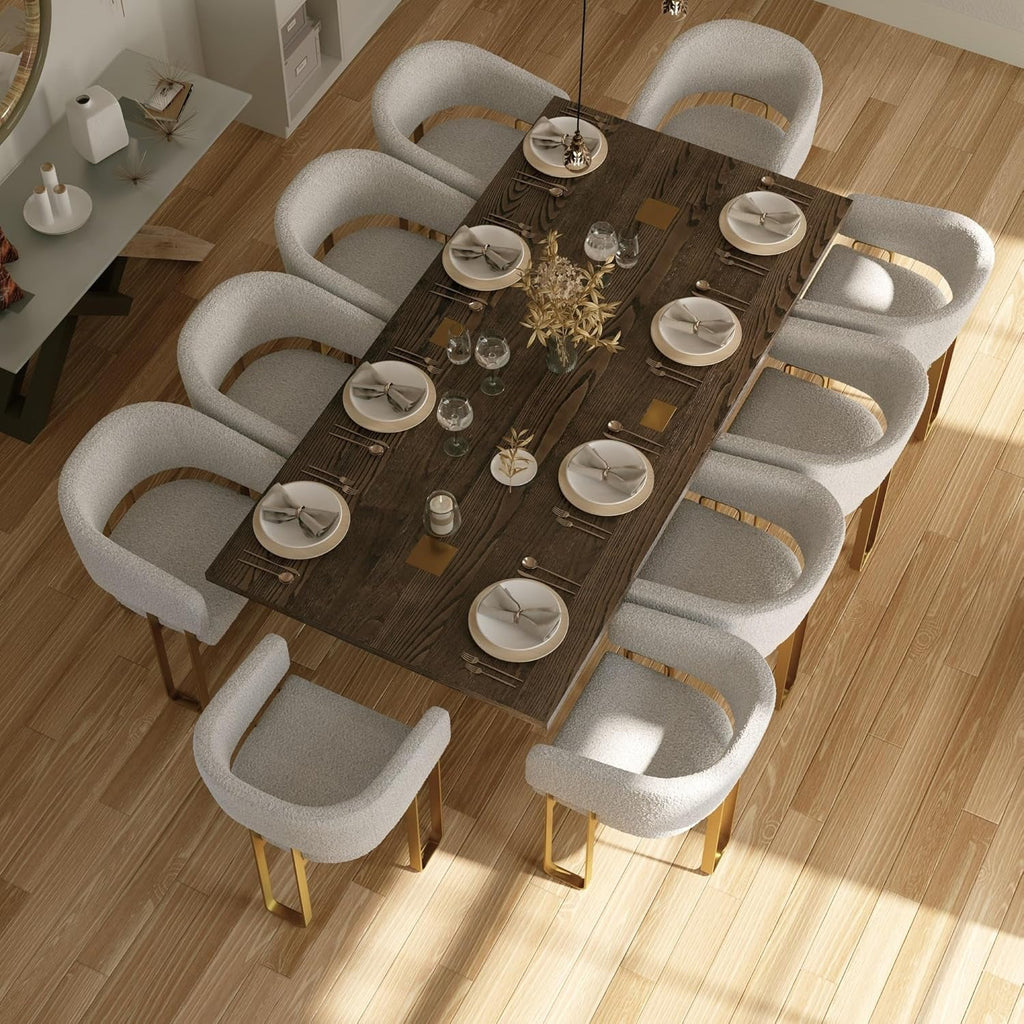 94 Inch Wood Dining Table For 6 To 10 With Gold Base