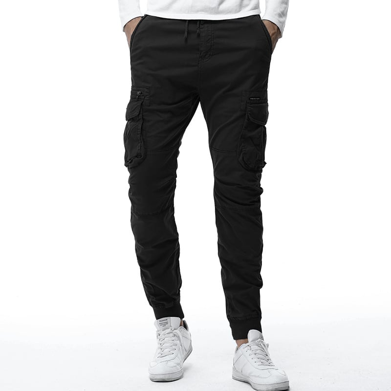 Tethered Elastic Waist Casual Cargo Pants