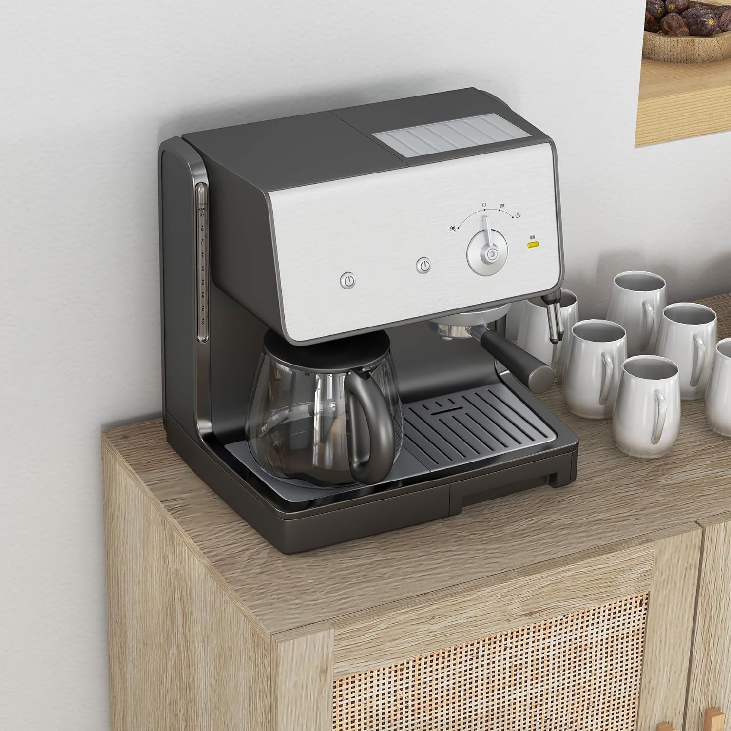 Sideboard Cabinet With Rattan Doors And Adjustable Shelves