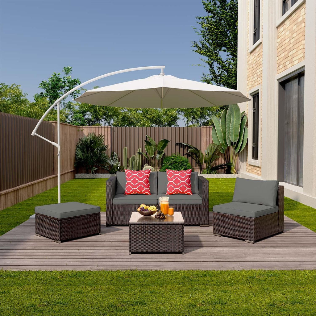 Outdoor Patio Conversation Set All Weather Gray Sectional