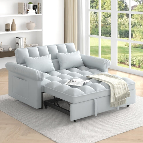 Loveseats Sofa Bed with Pull-out Bed,Adjsutable Back-Light grey