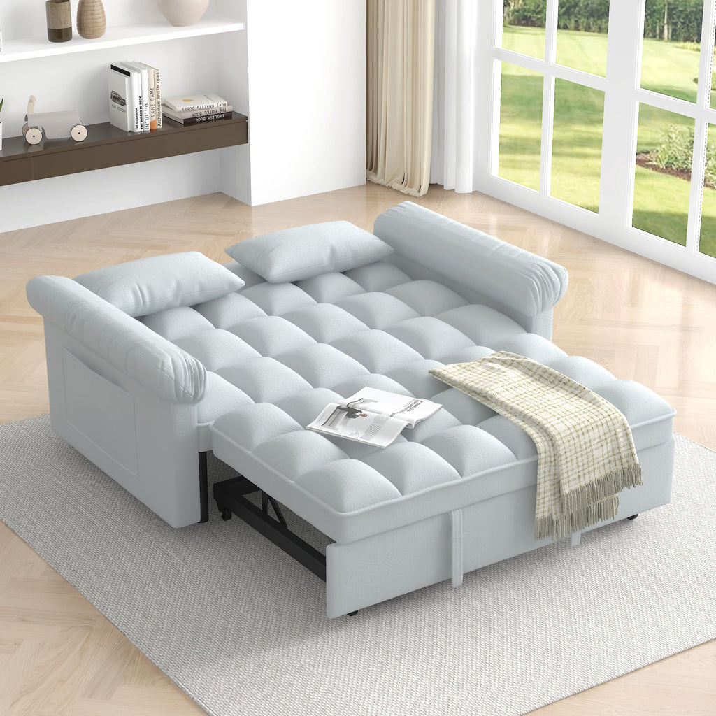 Loveseats Sofa Bed with Pull-out Bed,Adjsutable Back-Light grey