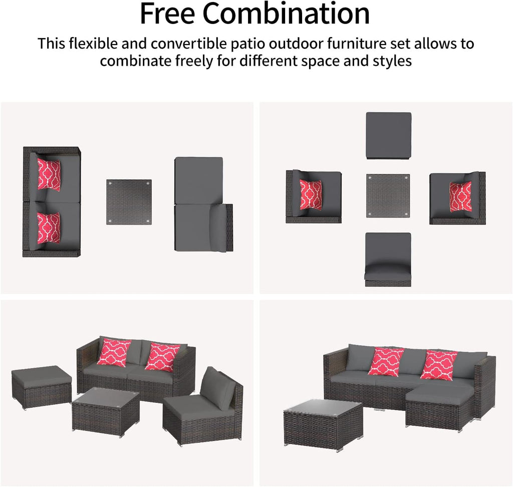 Outdoor Patio Conversation Set All Weather Gray Sectional