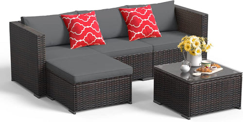 Outdoor Patio Conversation Set All Weather Gray Sectional