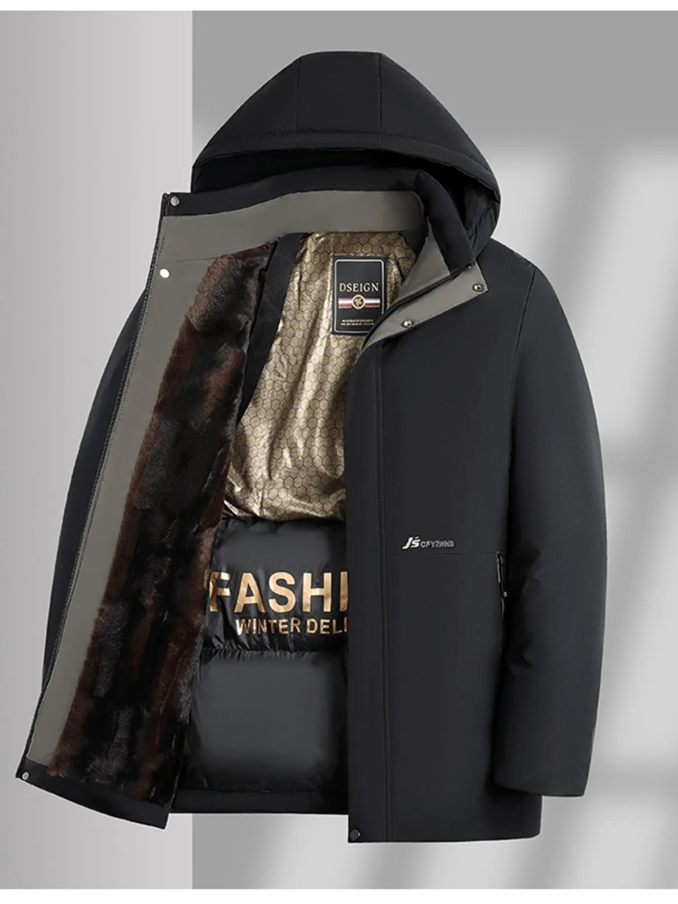 Men's Plus Size Thermal Lining Hooded Winter Coat