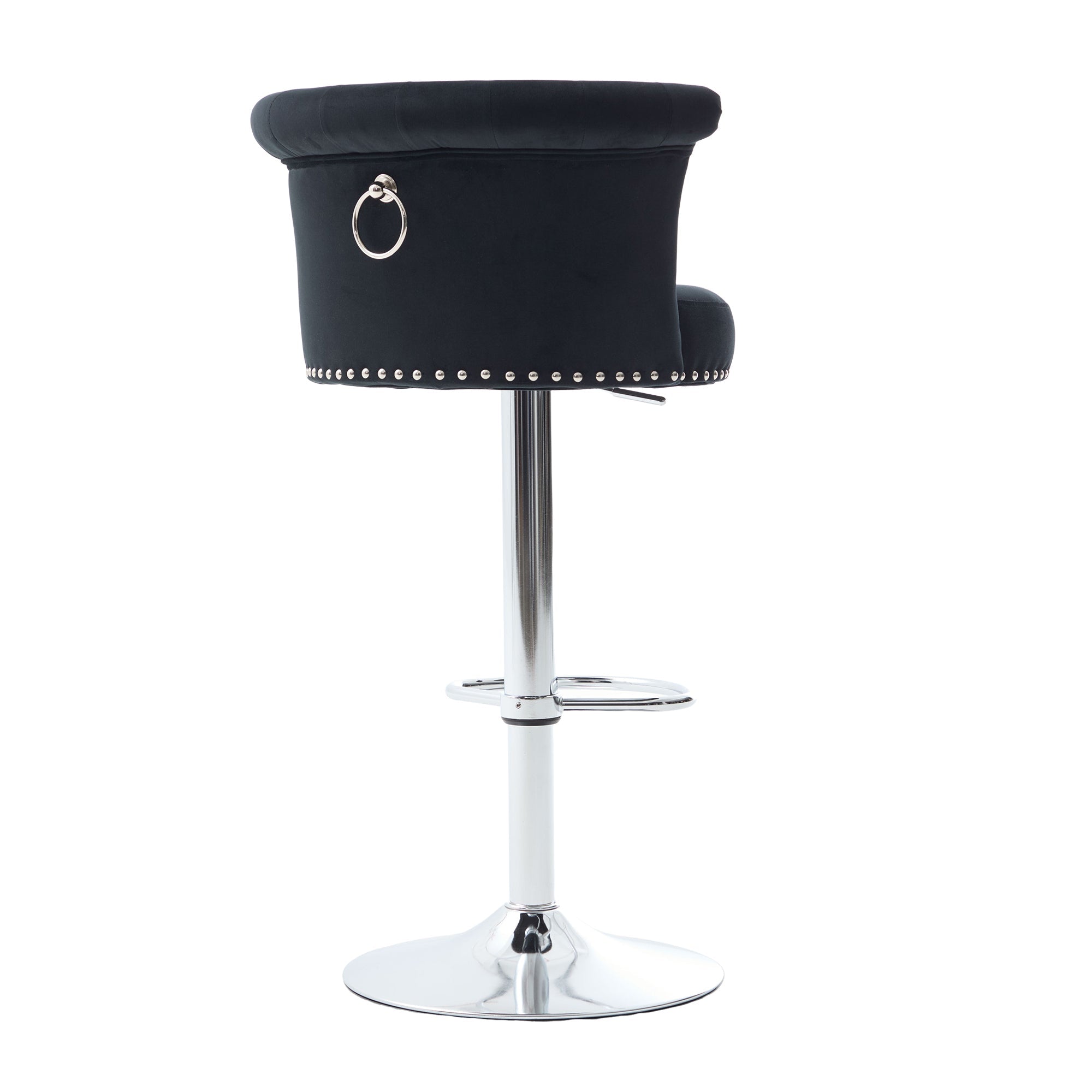Velvet Bar Stool Set of 2, Adjustable Swivel Bar Stools with Silver
