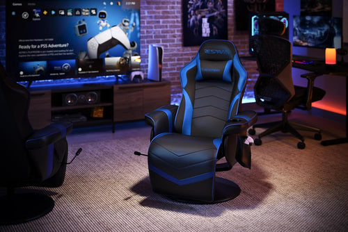 Blue 900 Gaming Recliner With Adjustable Leg Rest Cupholder