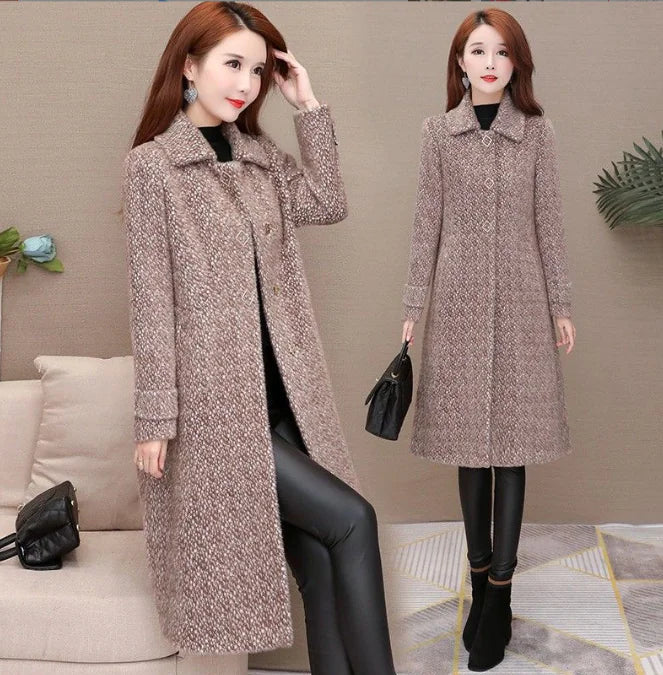 Mid-Length Padded Imitation Mink Fleece Coat for Women